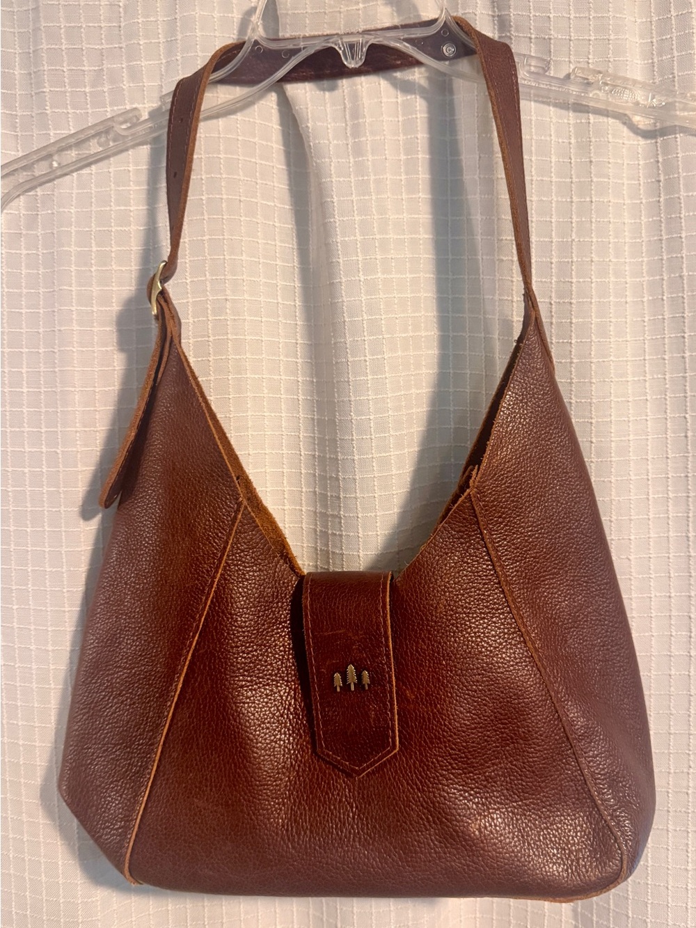 Portland Leather Flora Brown Leather Shoulder Bag Pebbled Leather